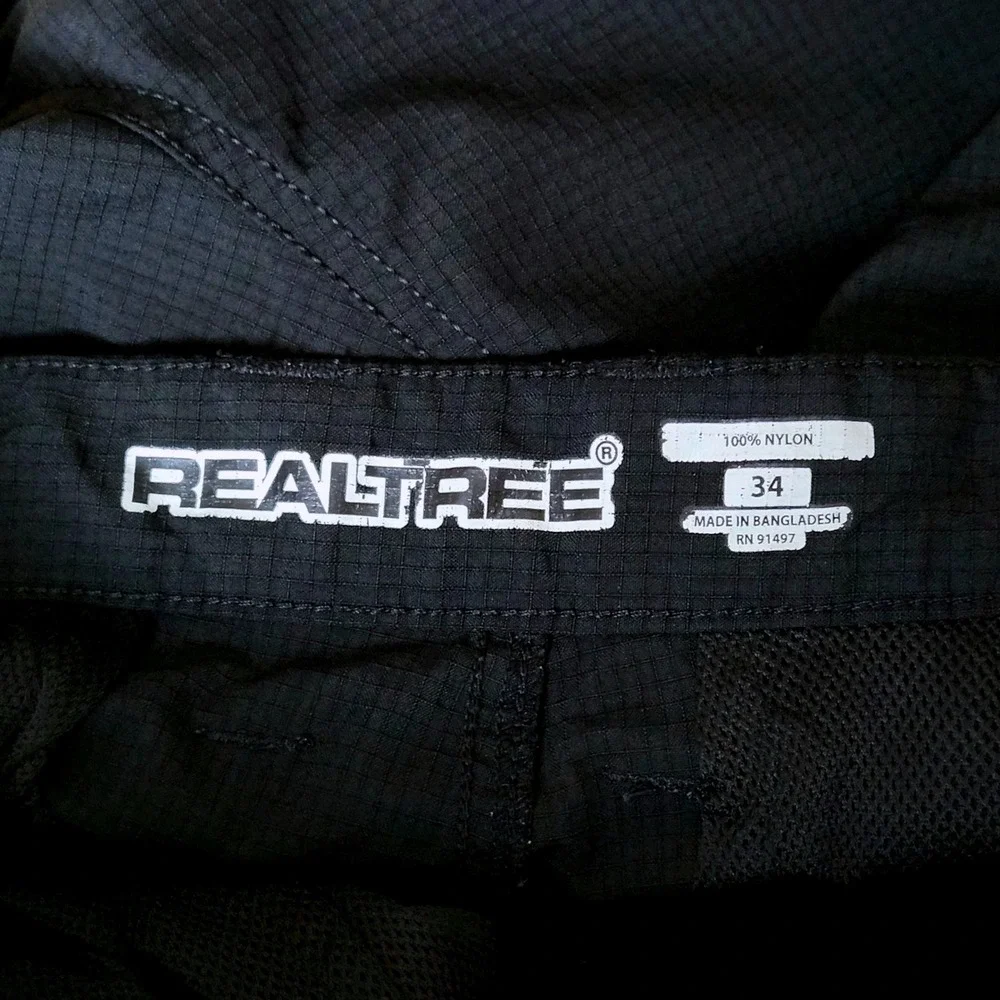 REALTREE NYLON HYBRID‎ FISHING CARGO SHORTS MENS 34 BLACK